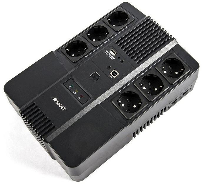 Источник бесперебойного питания Бастион Skat-UPS 600 AI 360Вт 600ВА черный фото 3