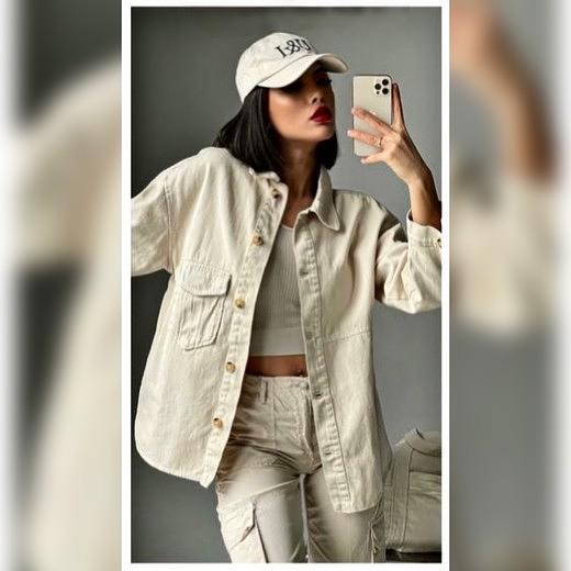 Женская джинсовая рубашка оверсайз опт фото 1