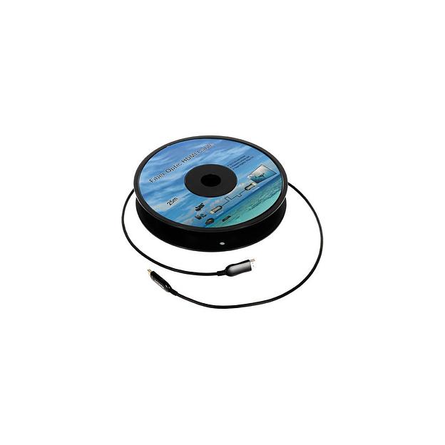 Кабель аудио-видео Fiber Optic, HDMI (m) - HDMI (m), ver 2.0, 25м, GOLD, черный фото 1