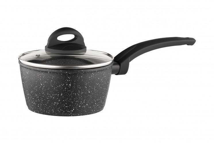 Ковш Ardesto Gemini Anzio стеклянная крышка 1.2 л черный алюминий AR2416GG фото 1