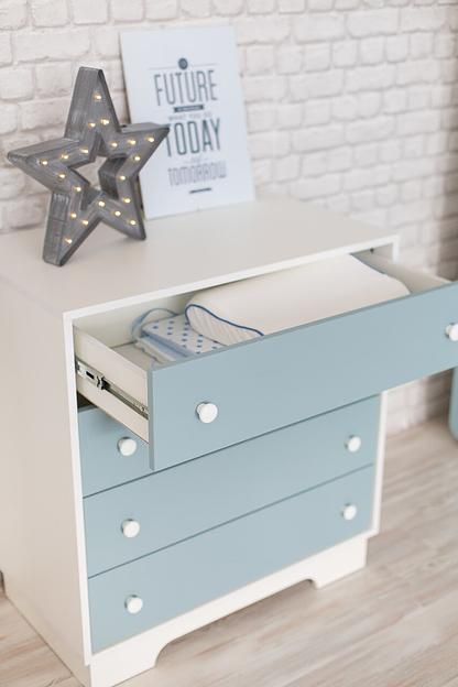 Тумба детская «Облако» 4 ящика голубая фото 2