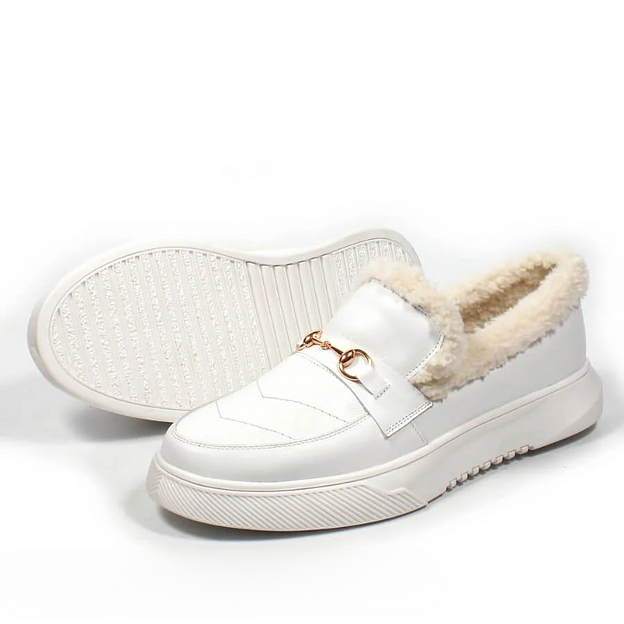 Слипоны утеплённые TAIS из натуральной кожи, арт.MT456 белый ОПТ фото 9