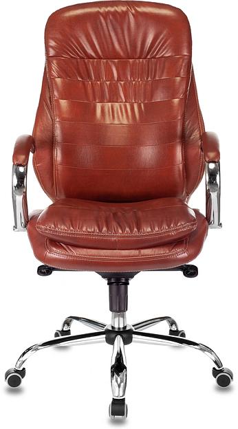 Кресло руководителя Бюрократ T-9950 светло-коричневый Leather Eichel кожа крестов. металл хром фото 2