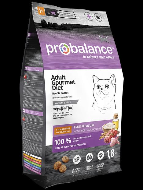 Сухой корм для кошек Probalance Gourmet Diet с говядиной и кроликом, 1,8 кг ОПТ фото 1