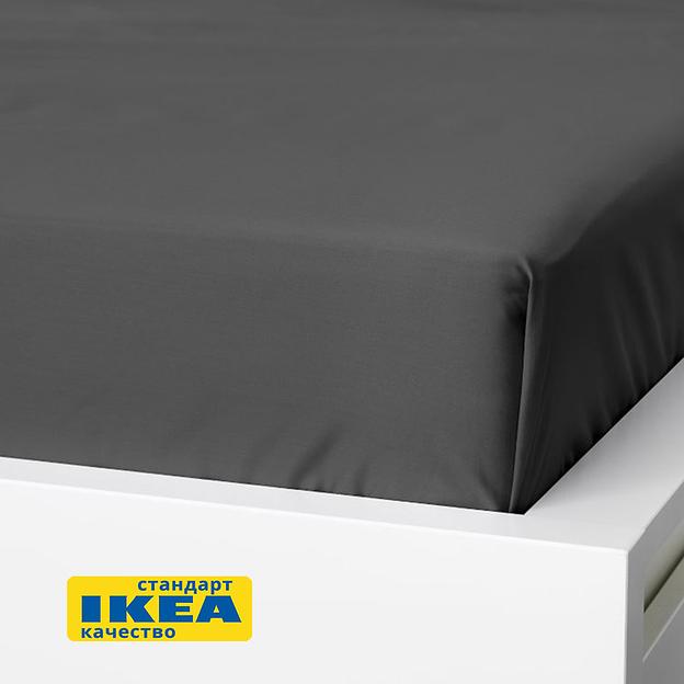 Простыня НАТЕСМИО (ИКЕА НАТТЭСМИН) 240x260, темно-серый, сатин KL-50442722 фото 5