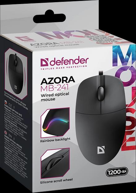 Defender Проводная оптическая мышь Azora MB-241 черн,3D,1200dpi,1,8м Defender 52241 фото 3