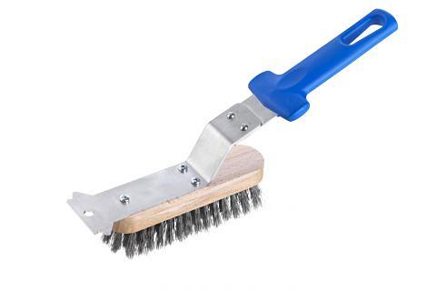 Щетка для гриля 32 см. 18*6 см. со стальной щетиной h=3 см., ручка упрочненный пластик Gimetal /1/4/ фото 1