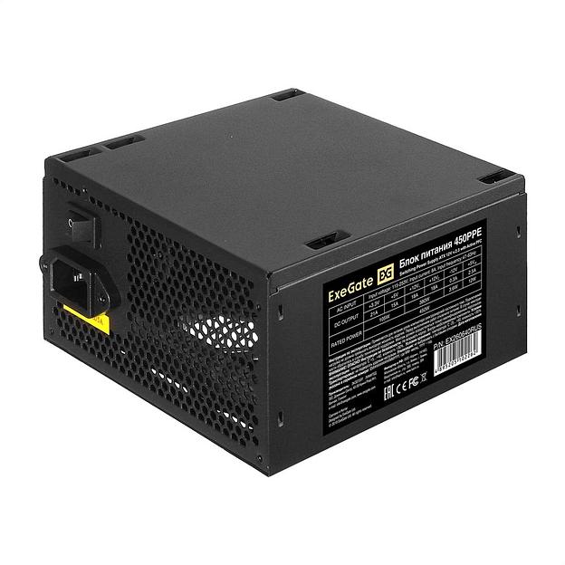 Exegate EX260640RUS-PC Блок питания 450W Exegate 450PPE, ATX, black, APFC, 12cm, 24p+(4+4)p, PCI-E, 3*IDE, 5*SATA, FDD фото 2