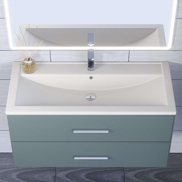 Раковина кварцевая для ванной Uperwood Foster Quartz 100 см, белая матовая, жасмин фото 2