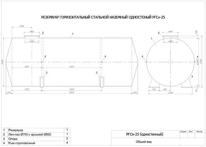 Резервуар горизонтальный стальной РГСн-25 фото 3