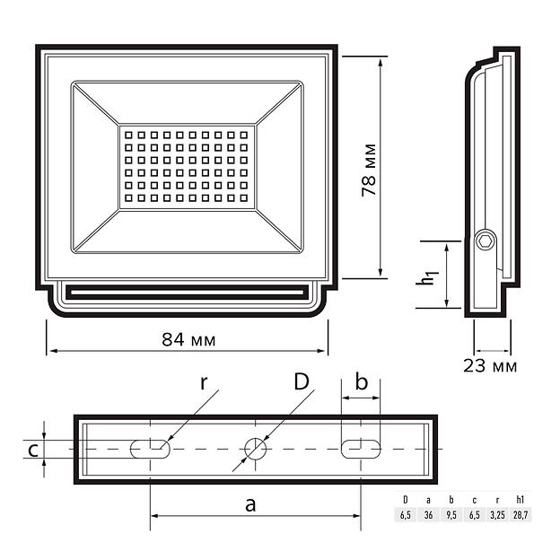 Прожектор светодиодный СДО-20 10Вт 6500К 800Лм IP65 фото 7