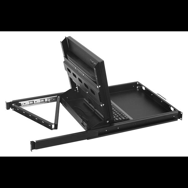 Полка выдвижная с монитором 19" и клавиатурой в шкафы глубиной 1200мм (глубина полки 950мм), цвет черный фото 6