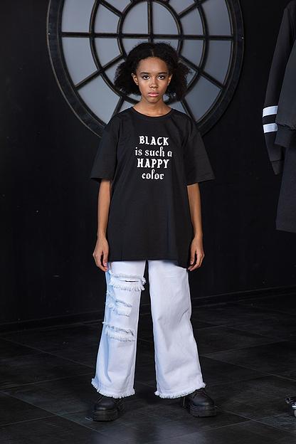 Чёрная футболка унисекс с принтом «Black Is such a Happy Color» ОПТ фото 2