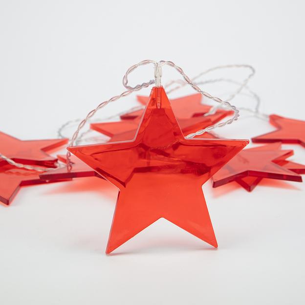 Neon-night 304-002 Гирлянда светодиодная «Звездопад» красная 10 LED, 2,25 м, прозрачный ПВХ, теплый белый свет свечения, 2 х АА (батарейки не в комплекте) фото 4