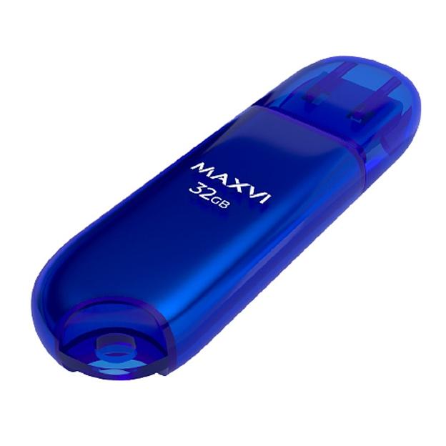 Maxvi USB Drive 32GB P1 blue, монолит с колпачком, ABS пластик, USB 2.0 фото 1
