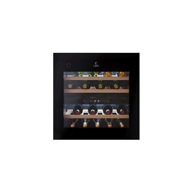 Винный шкаф LEX LWD6036BL dual zone PP, вместимость: 36 бутылок, 85л, 59.5см, черный фото 1