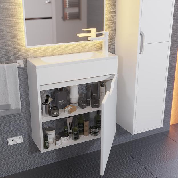 Тумба под раковину для ванной Uperwood Modul 60 см, подвесная, матовая, белая  фото 4