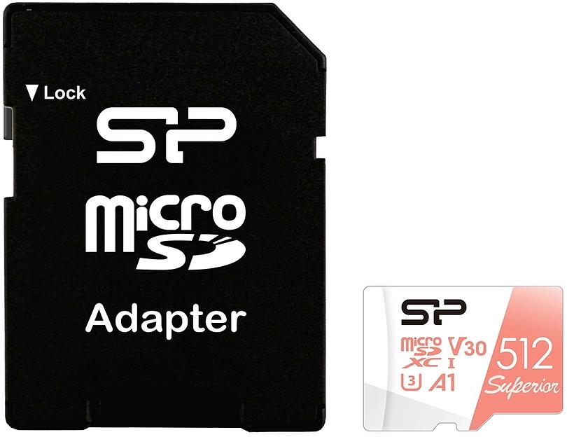 Флеш карта microSD 512GB Silicon Power Superior A1 microSDXC Class 10 UHS-I U3 100/80 Mb/s (SD адаптер) фото 2