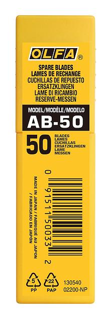 OLFA 9 мм, 50 шт, в пластиковом кейсе, сегментированные лезвия (OL-AB-50) фото 2