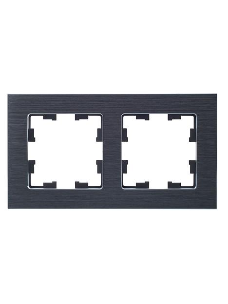 BRITE Рамка 2 поста РУ-2-1-БрА металл алюминий фото 2