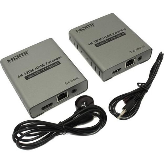 ORIENT VE048, HDMI 4K extender (Tx+Rx), активный удлинитель до 120 м по одной витой паре, HDMI 1.4b, 4K@30Hz/ 1080p@60Hz/3D, HDCP, передача ИК сигнала управления (датчики IR-TX/Rx в комплекте) (30932) фото 1