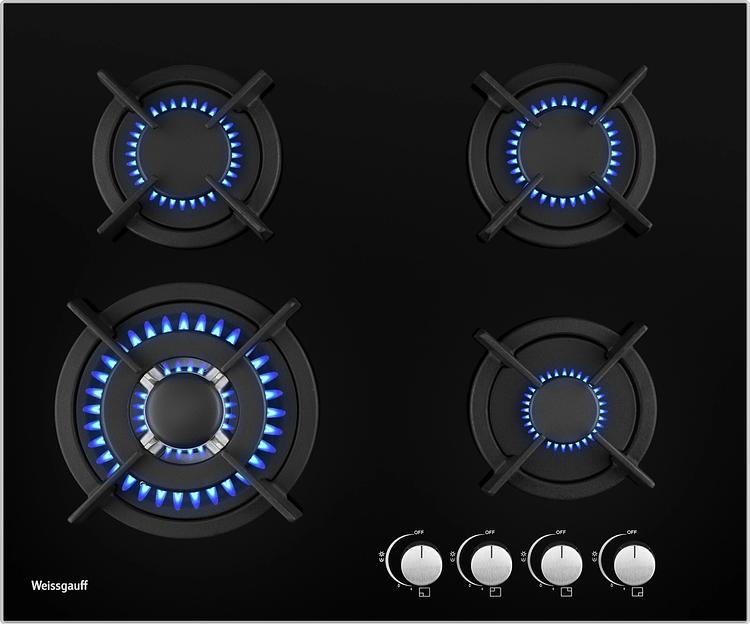 Газовая варочная поверхность Weissgauff HGG 640 BG Nano черный фото 1
