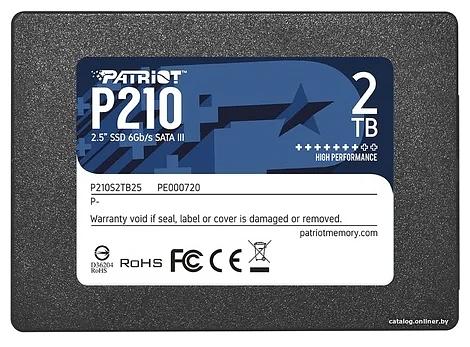 SSD PATRIOT P210 2Тб Наличие SATA 3.0 3D NAND Скорость записи 430 Мб/сек. Скорость чтения 520 Мб/сек. 2,5" TBW 960 Тб P210S2TB25 фото 1