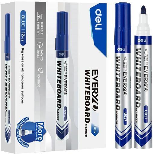 Маркер для досок Deli EU017-BL Everyu круг. пулевидный пиш. наконечник 1.5мм заправляемый синий фото 1