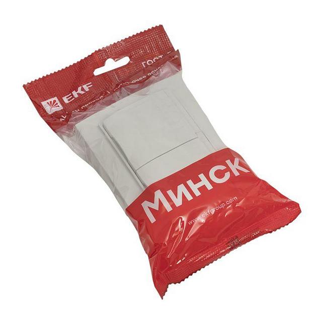 Розетка 2-м СП Минск 16А IP44 с заземл. защ. шторки с крышкой бел. EKF ERR16-129-200-44 фото 4