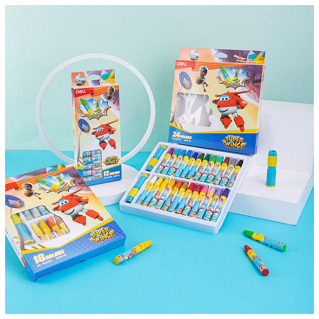 Масляная пастель Deli EC009-18 Super Wings шестигранные 18цв. картон.кор./европод. фото 7