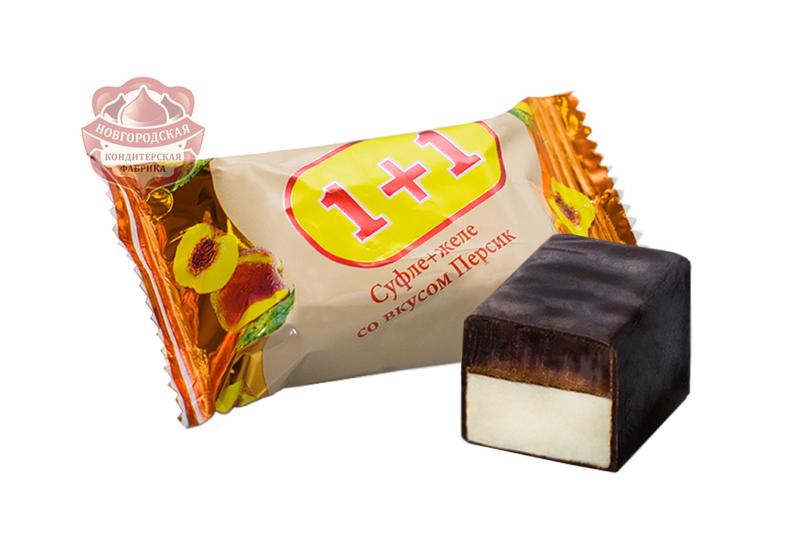 Конфеты суфле+желе «1+1» со вкусом персика фото 1