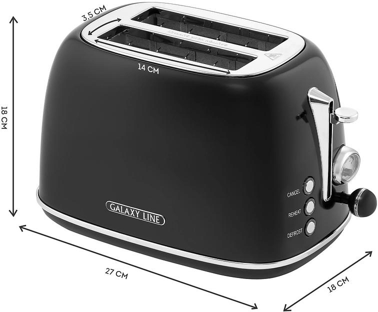 Тостер Galaxy Line GL 2920 900Вт черный фото 6
