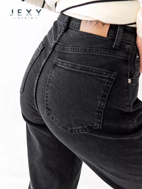 Джинсы мом JEXY с высокой посадкой, тёмно-серый фото 3