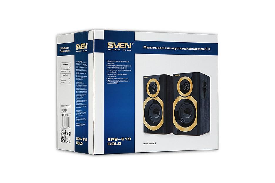 SVEN SPS-619 GOLD, чёрный, акустическая система 2.0, мощность 2х10 Вт(RMS) SVEN SPS-619 Gold (SV-0120619GD) фото 4