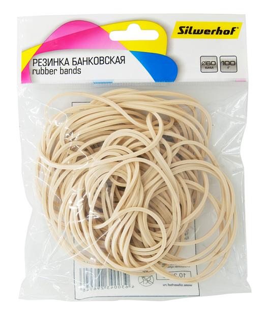 Резинки для купюр Silwerhof 189022 d=60мм 2мм 100гр натуральный фото 1
