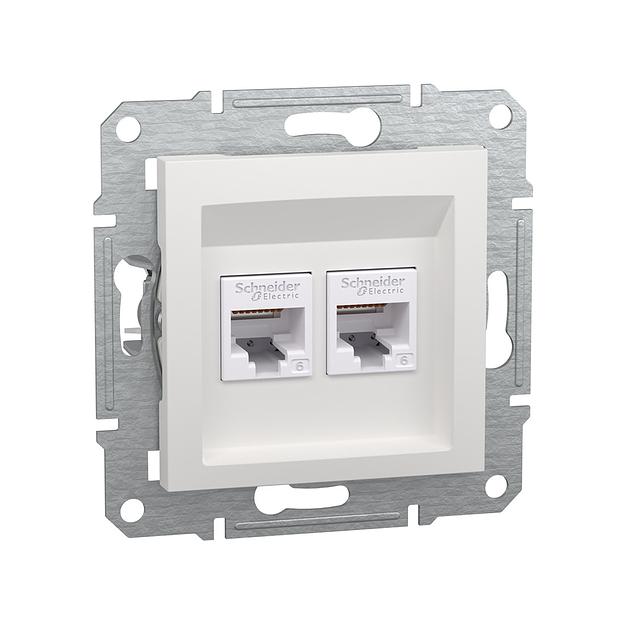 Розетка двойная компьютерная SE EPH4870121 Asfora RJ45 кат. 6 механизм белый EPH4870121 фото 1