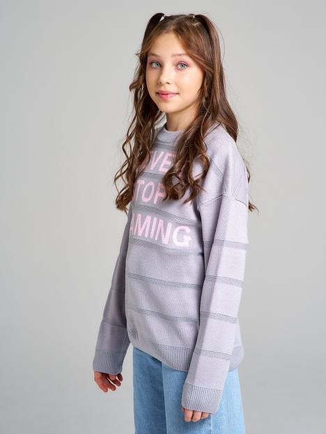 Джемпер «Стоп» серо-розовый, для девочек ОПТ фото 7