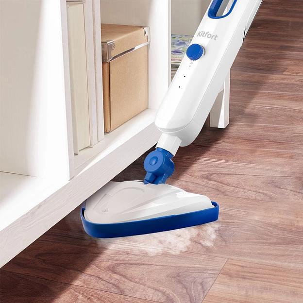 Швабра паровая Kitfort КТ-1048-3 1300Вт белый/синий фото 7