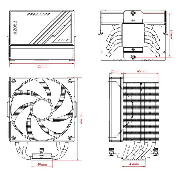 Кулер для процессора ID-COOLING FROZN A610 BLACK LGA20XX/1700/1200/115X/AM5/AM4 (10шт/кор, TDP 260W, PWM, черный, 6 тепл.трубок + медная база, FAN 120mm) RET (FROZN A610 BLACK) фото 7