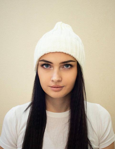 Шапка тыковка 2×2 Белая ОПТ фото 2