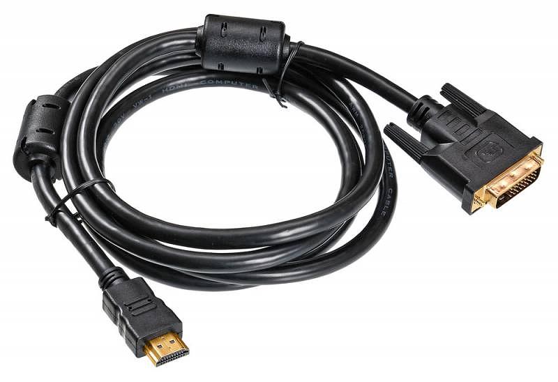Кабель Buro HDMI-19M-DVI-D-1.8M HDMI (m) DVI-D (m) 1.8м феррит.кольца черный фото 1