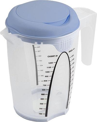 Кувшин мерный для миксера 1,5 л. пластик. с белой крышкой /1/16/ фото 1