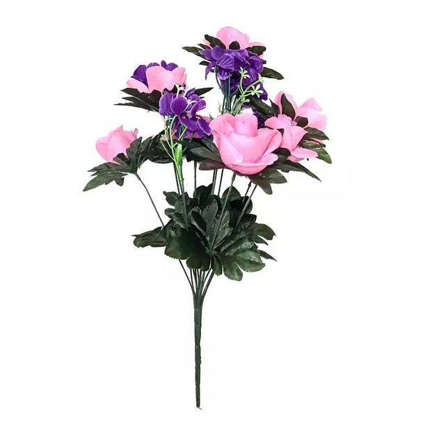 Розы с фиалками 12 голов (2 вида 7+5) 49см 476-735+671 фото 2