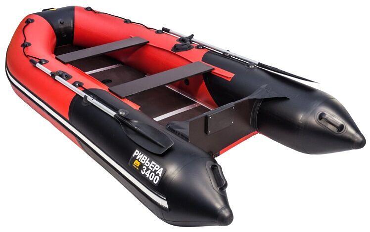 Лодка Ривьера 3400 СК Компакт, 3400*1600*460 мм., цвет: красный-черный фото 1