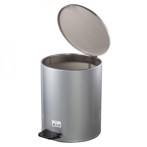 Ведро-контейнер для мусора с педалью УСИЛЕННОЕ, 15 л, кольцо под мешок, серое, оцинкованная сталь, Россия (603977) фото 2