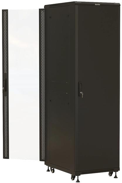 Шкаф серверный Hyperline (TTBR-4261-AS-RAL9004) напольный 42U 600x1000мм пер.дв.стекл задн.дв.спл.стал.лист 2 бок.пан. 800кг черный 910мм 2055мм IP20 сталь фото 3