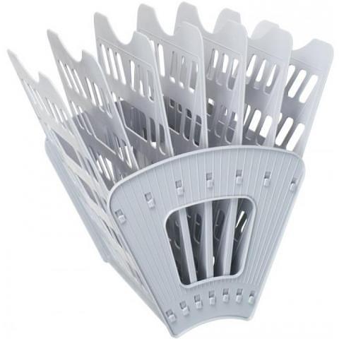 Лоток для документов, веерообразный, 6 отд, серый, СТАММ ЛТ40 фото 1