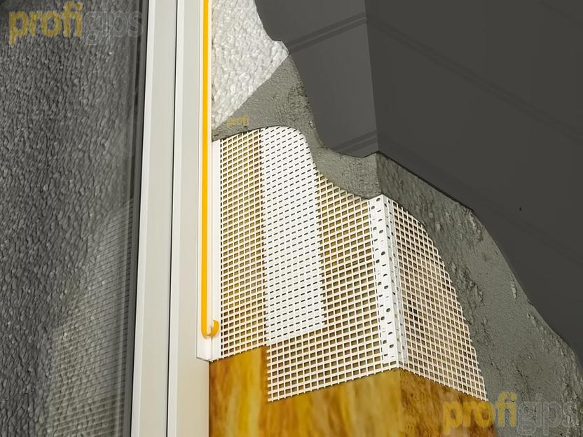 Оконный профиль ProfiGips примыкающий 6 мм с сеткой, белый 2,4/3 м ОПТ фото 4