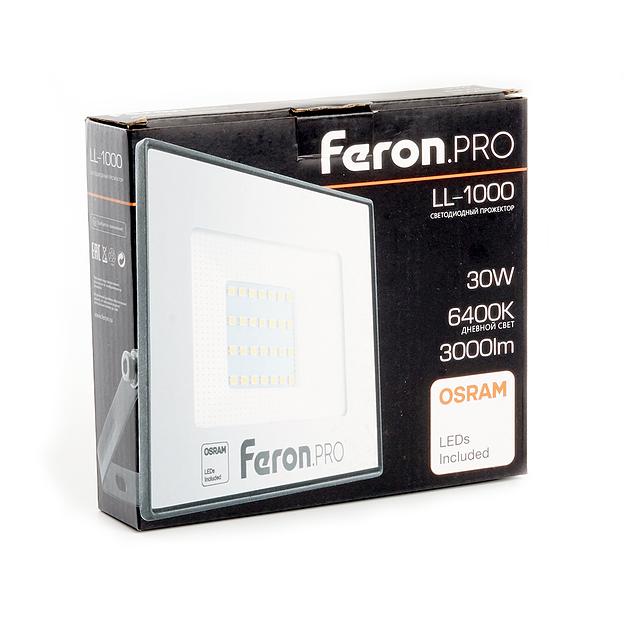 Прожектор светодиодный ДО-30w 6400К 3000Лм IP65 черный Feron.PRO фото 4