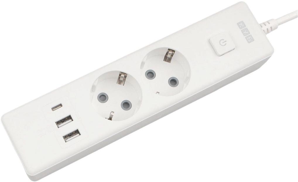 PowerCube Бытовой удлинитель (PC-4-2M) 2р с/з вык.,3USB, 3500 Вт, 16А, 1.9 м, 3*1,0 (белый) {22301} фото 3